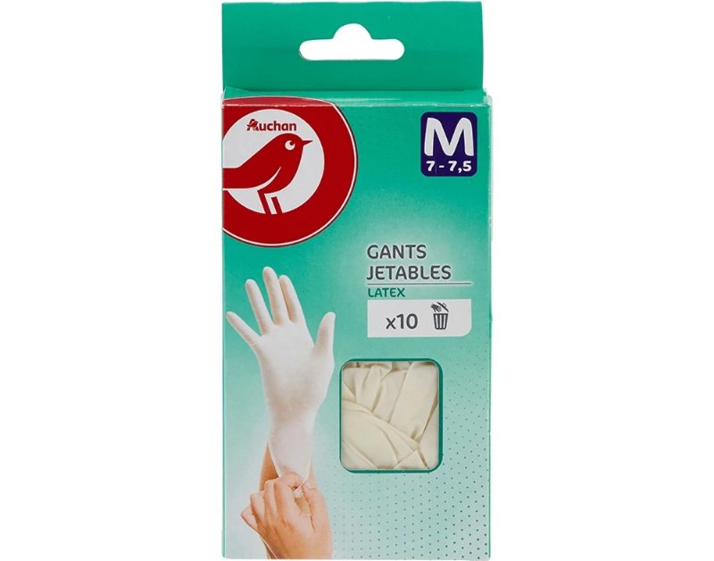 Luvas Auchan Latex Tamanho Médio 10Un