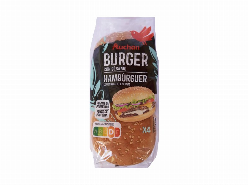 Pao Hamburguer Auchan Com Sésamo 4 Un 200 g