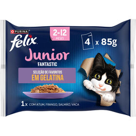 Comida Húmida Para Gato Júnior Fantastic Grelhados Em Gelatina Purina Felix 4 X 85 g