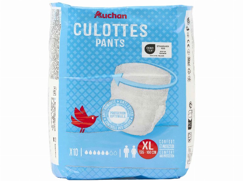 Cuecas Incontinência Auchan Tamanho Xl Unissexo 10Un