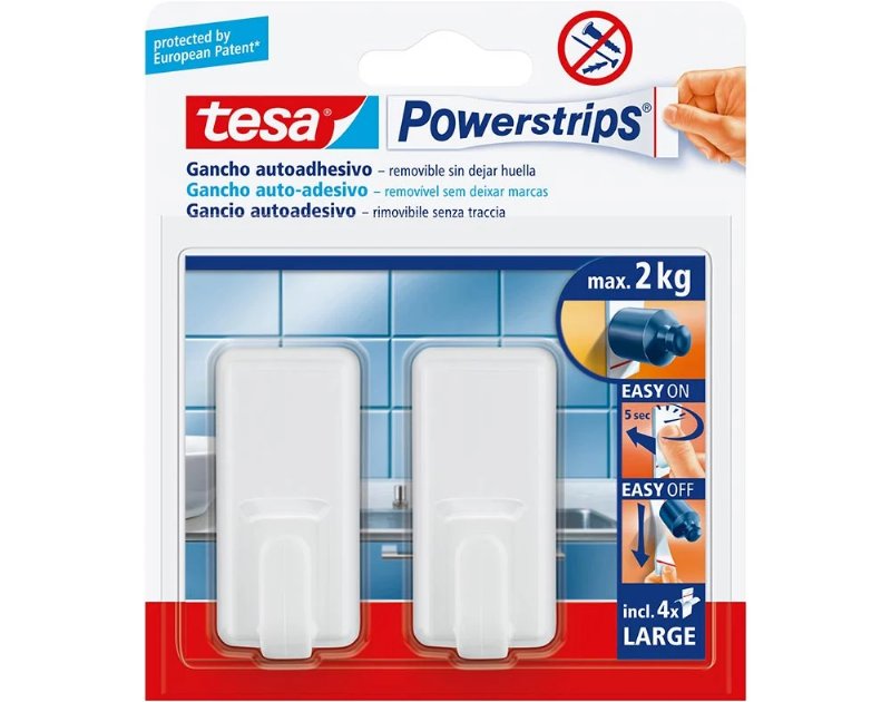 Fita Adesiva Power Strips 2 Ganchos Branco