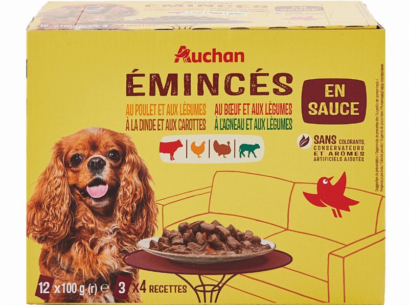 Comida Húmida Para Cão Auchan Saquetas Pedaços Em Molho Carnes 12X100 g