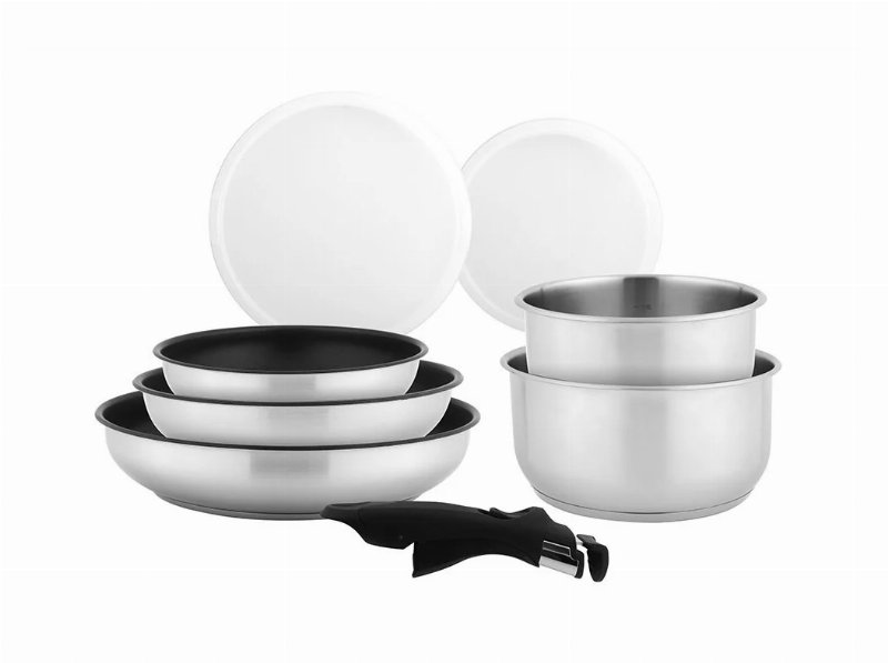 Trem De Cozinha Actuel Inox Com Cabo Amovivel 8 Peças
