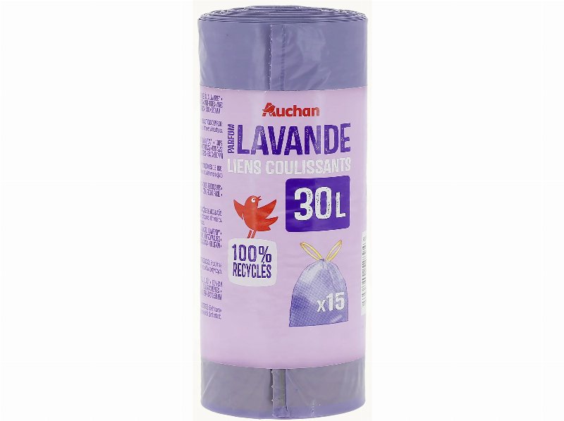 Saco De Lixo Auchan Lavanda Fecho Fácil 30 l 100% Reciclados 15Un