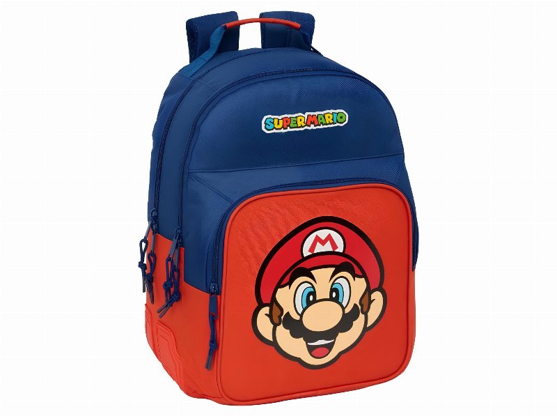 Mochila 1º Ciclo Super Mário Bolso Frontal Grande 31X41X15Cm