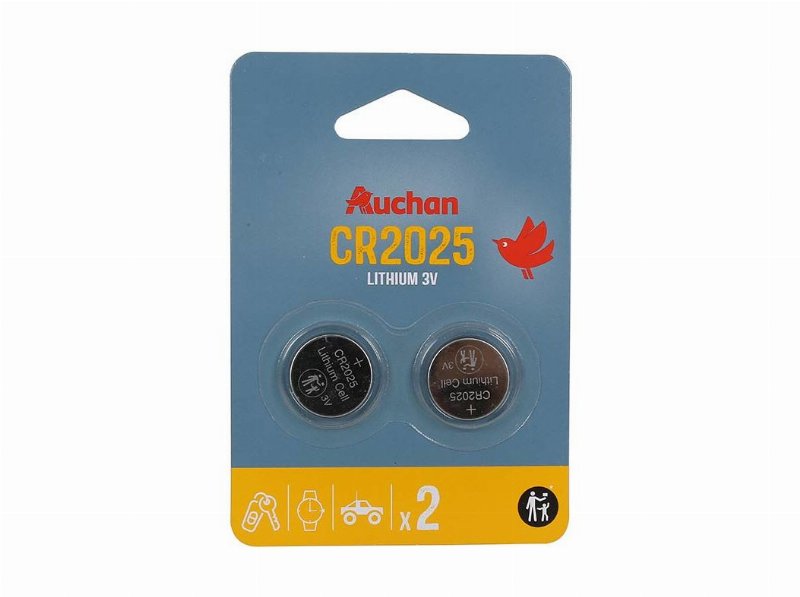 Pack 2 Pilhas Botão Litium Auchan Standard Cr2025
