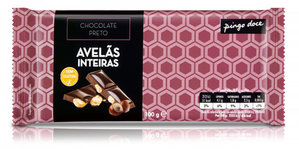 Tablete De Chocolate Negro Com Avelãs Pingo Doce 0.1Kg