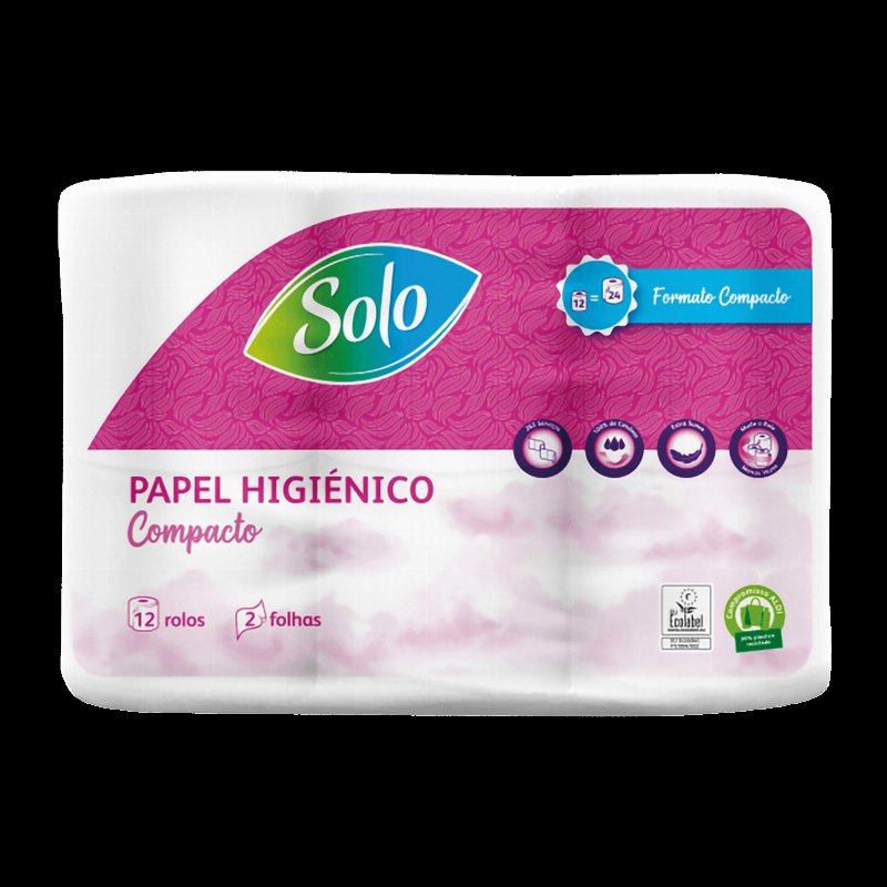 Papel Higiénico Compacto 2 Folhas Pack De 12