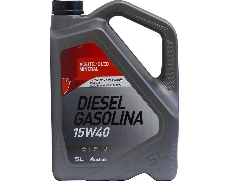 Óleo De Motor Auchan Mineral 15W40 Gasolina/Diesel 5 l