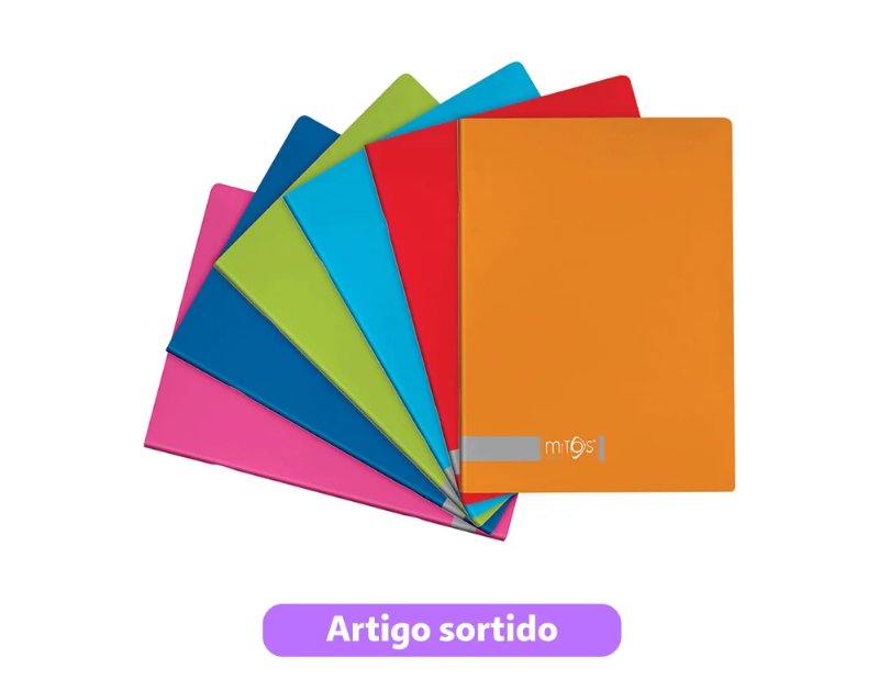 Caderno Agrafado Liso A4 Mitos Cor 80 Folhas Cores Sortidas
