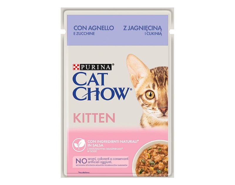 Comida Húmida Para Gato Cat Chow Kitten Com Borrego E Courgete 85 g