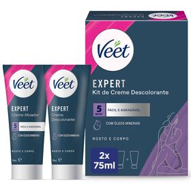 Kit Creme Descolorante Rosto E Corpo Veet 2 X 75 ml