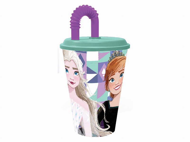 Copo Com Tampa Disney Frozen E Palhinha 430 ml