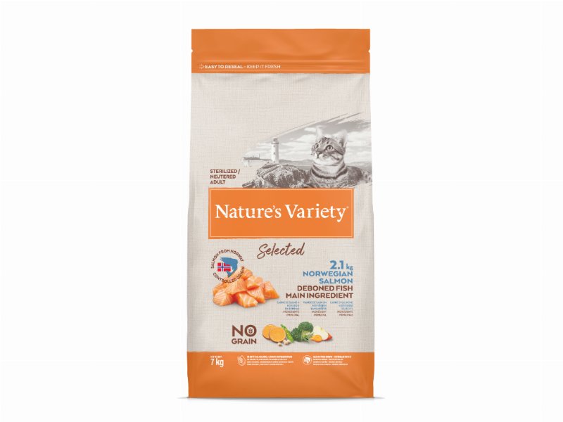 Ração Gato Nature's Variety No Grain Esterilizado Salmão 7 kg