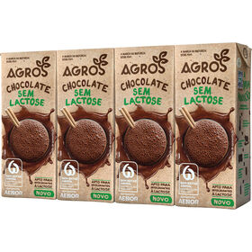 Leite Achocolatado Sem Lactose Agros 4 X 200 ml