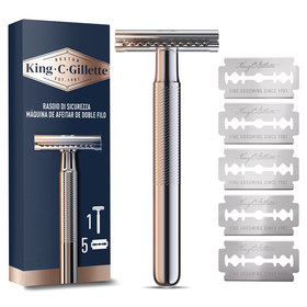 Máquina De Barbear Duplo Gume E 5 Recargas Gillette King C. 1 Un