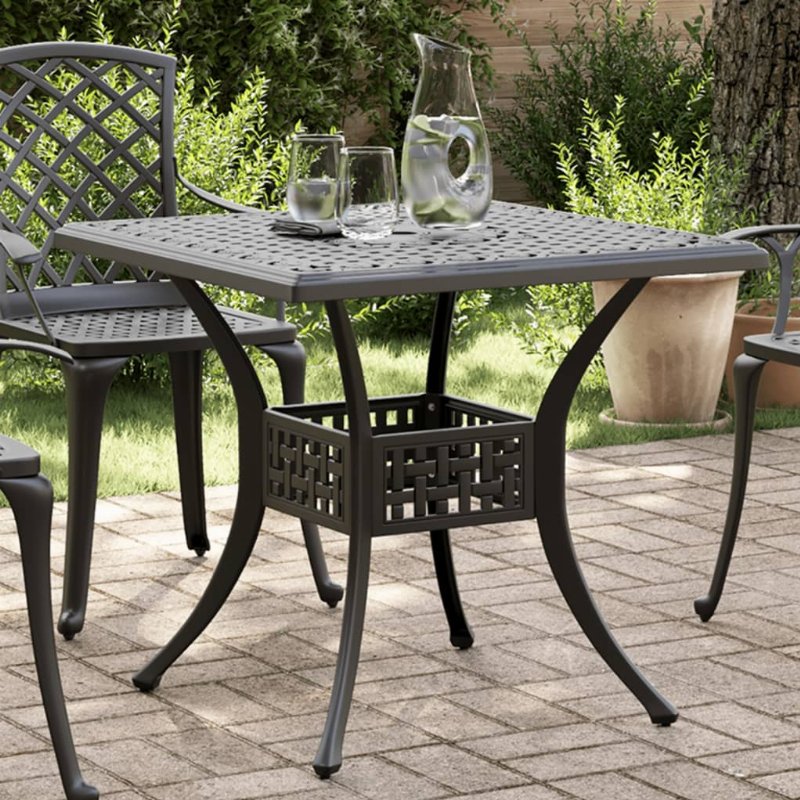 Hkh Mesa De Jardim 80X80X75 Cm Alumínio Fundido - Preto