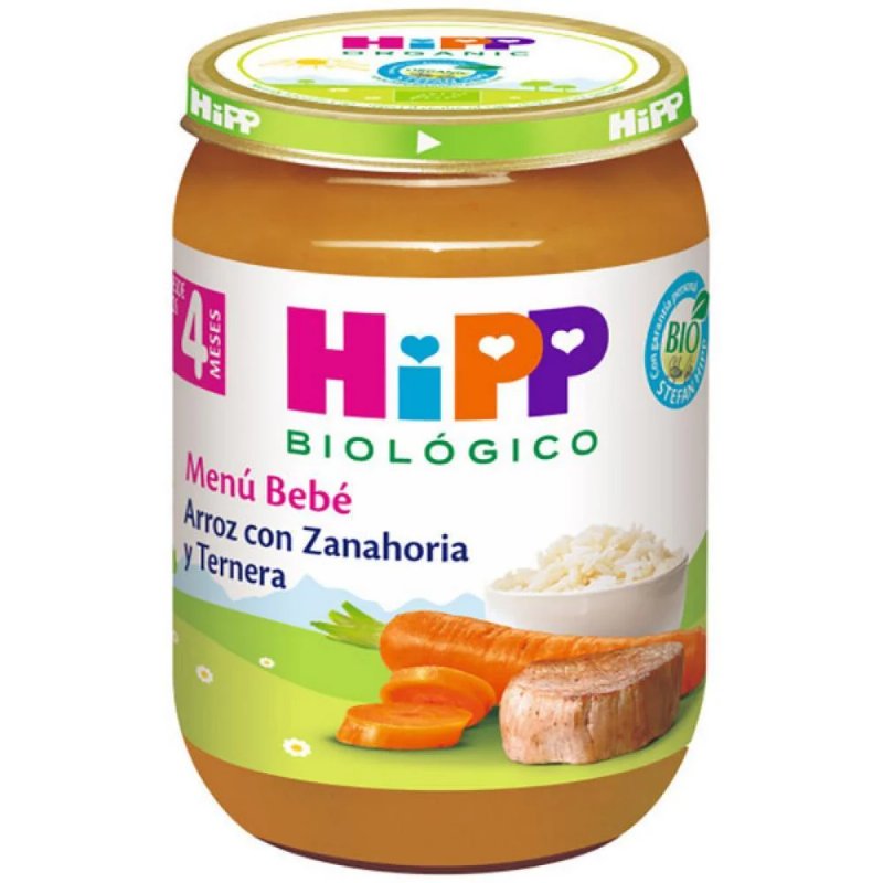 Puré De Arroz Com Cenoura E Carne 4 Meses Boião Hipp 190 g