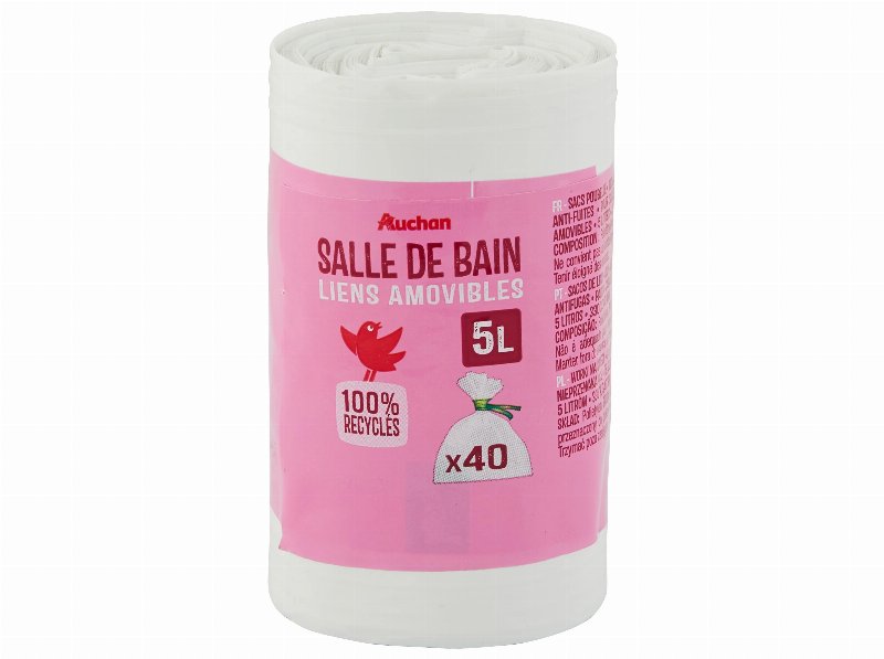 Saco Lixo Auchan Com Atilho Wc 5 l 100% Reciclado 40Un