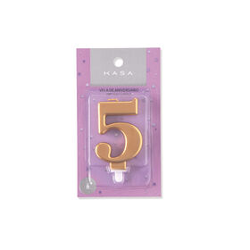 Vela Nº5 8Cm Dourado Kasa