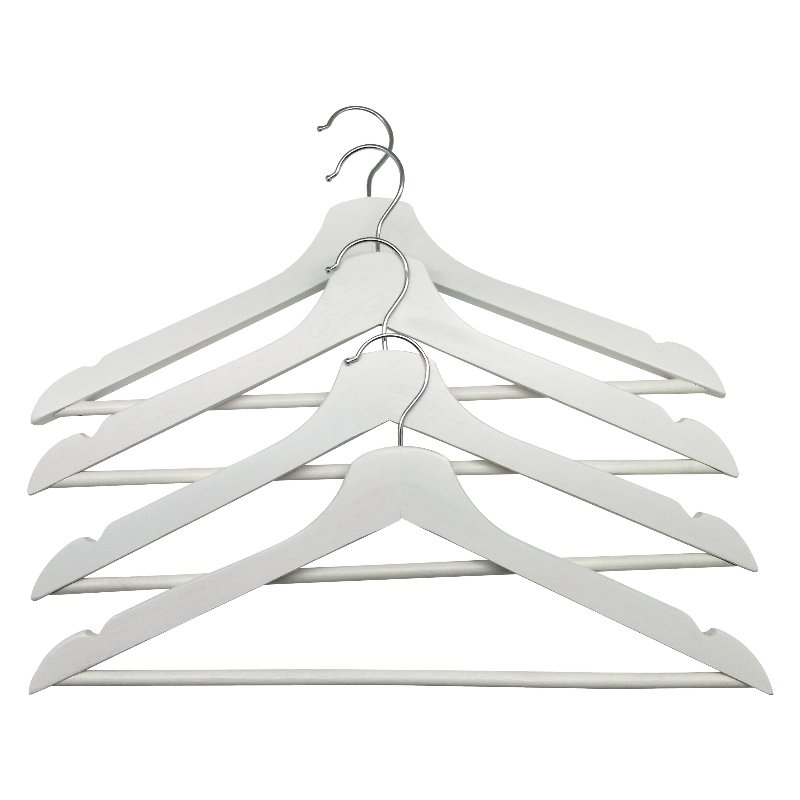 Cabides Com Barra Actuel Em Madeira Branco Pack 4 Unidades