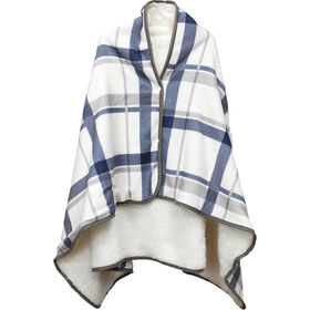Manta Poncho Xadrez Cinza Kasa