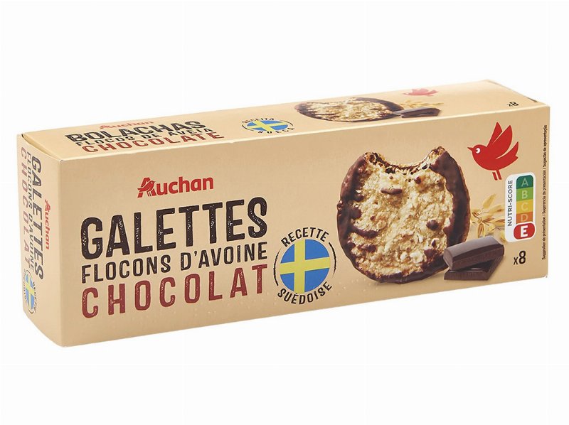 Bolacha Auchan Sueca Flocos Aveia Chocolate 150 g