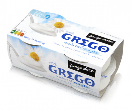 Iogurte Grego Magro Natural Pack 4 Pingo Doce 0.5Kg