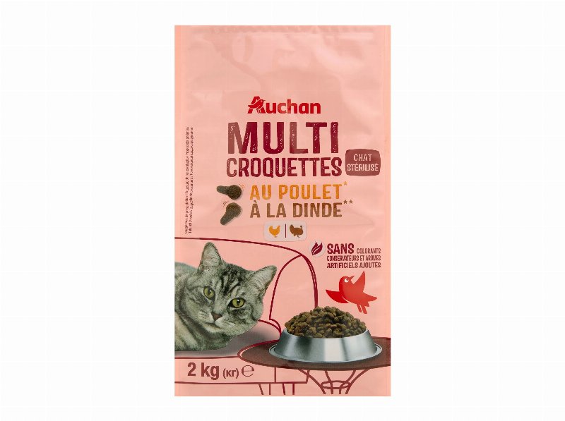 Ração Para Gato Auchan Esterilizado Com Frango E Com Peru 2 kg