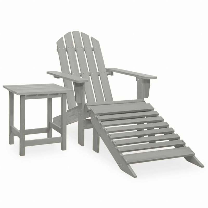 Hkh Cadeira De Jardim Adirondack C/ Otomano E Mesa Abeto - Cinzento