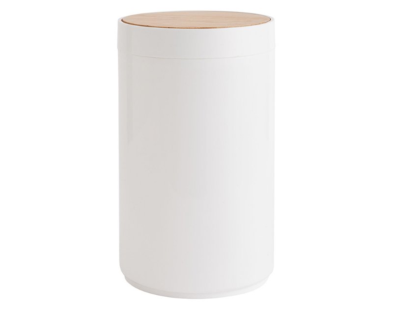 Balde Lixo Wc Actuel Tampa Bamboo Branco 18X27Cm