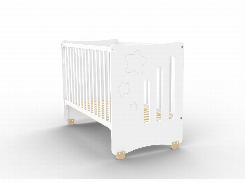Cama Madeira Estrelas Carbebe Branca 120X60Cm