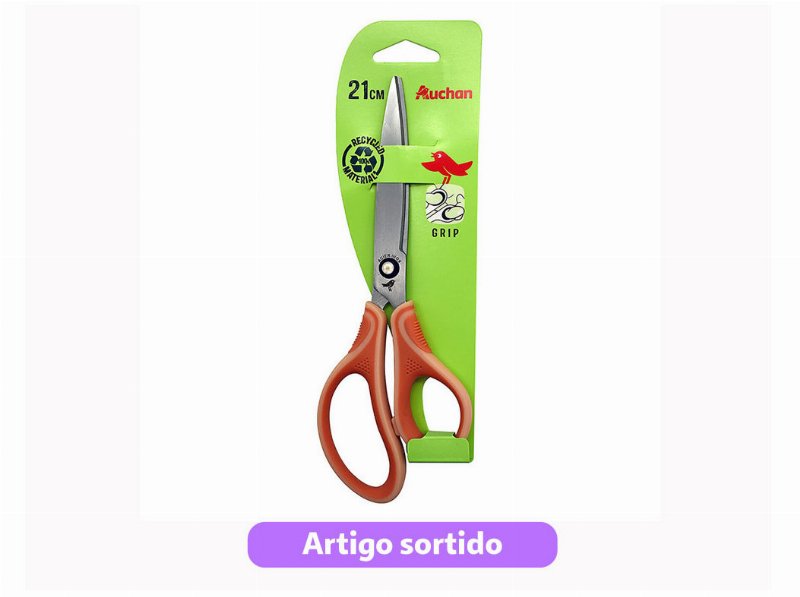 Tesoura Assimétrica Auchan Bi-Material 21Cm Cores Sortidas
