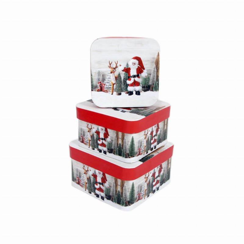 Conjunto 3 Caixas Quadradas Paisagem Natal