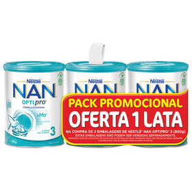 Pack Leite Em Pó De Transição Optipro 3 +12M Nan 800 gr (Leve 3 Pague 2)