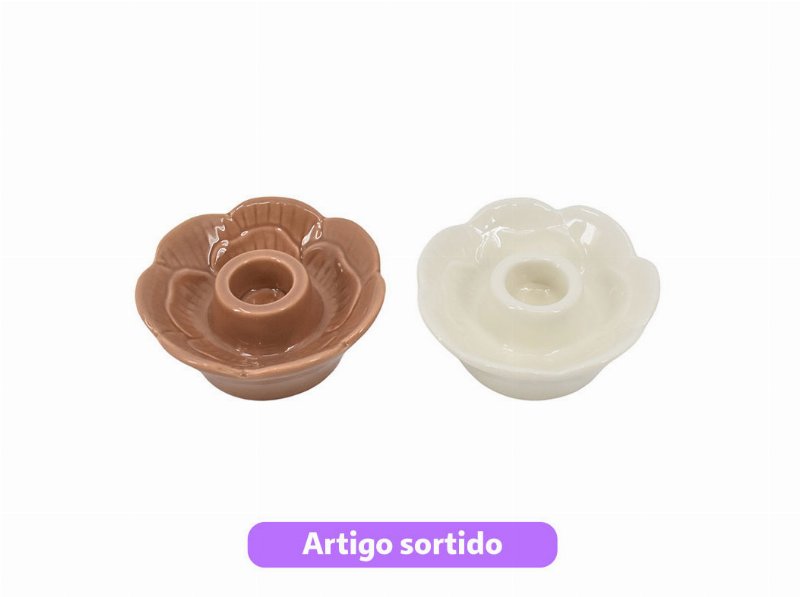 Castiçal Cerâmica Actuel Flor 8.8X3.6Cm Cores Sortidas