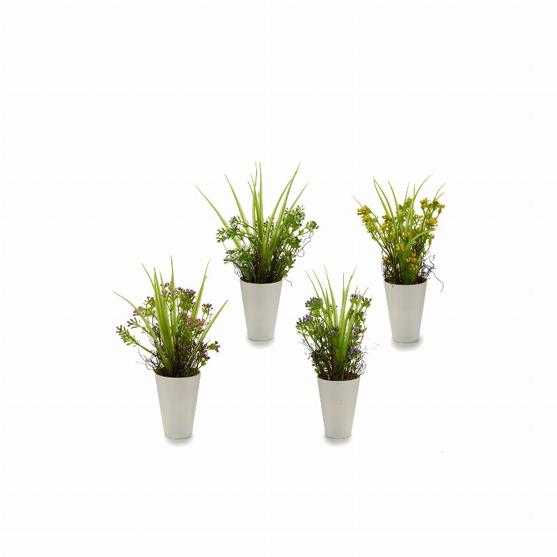 Vaso Branco Com Flor Artificial