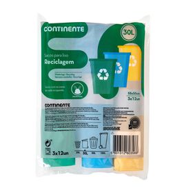 Sacos Lixo Reciclagem 30 Lt Continente 3 X 12 Un
