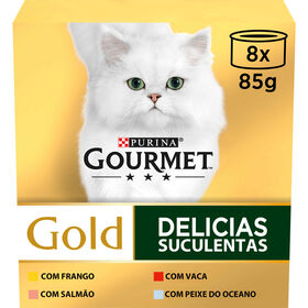 Comida Húmida Para Gato Adulto Delícias Suculentas Multivariedade Purina Gourmet Gold 8 X 85 g