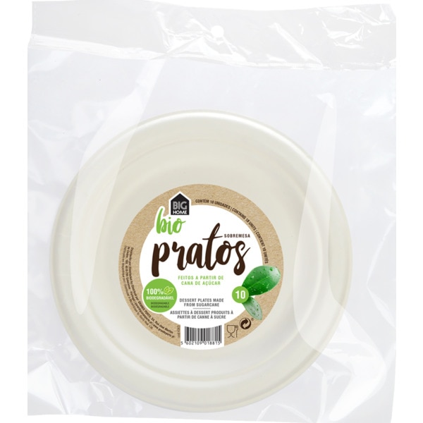 Pratos De Sobremesa Biodegradável 10 unidades