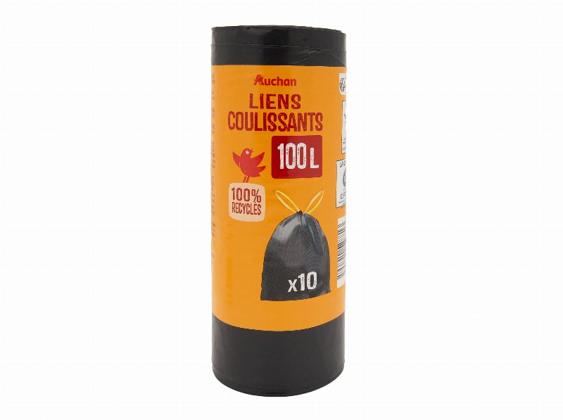 Saco De Lixo Auchan Fecho Fácil 100 l 100% Reciclados 10Un