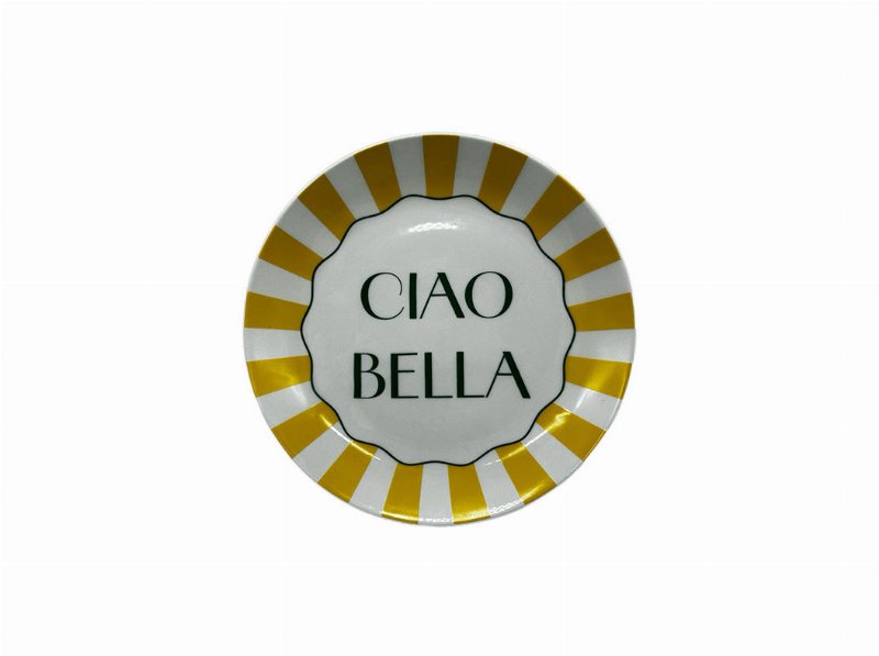 Prato Sobremesa Actuel Porcelana Risca Amarelo 19Cm