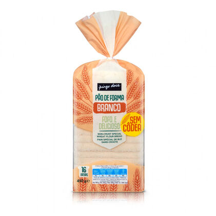 Pão De Forma Branco Sem Côdea Pingo Doce 0.45Kg