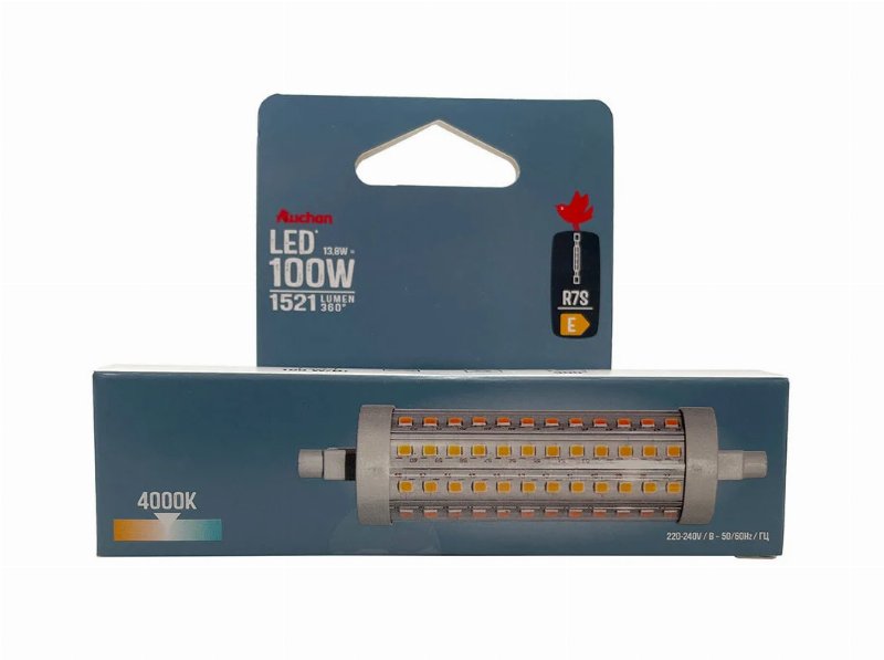Lâmpada Led Auchan R7S 100W 118Mm Luz Branca