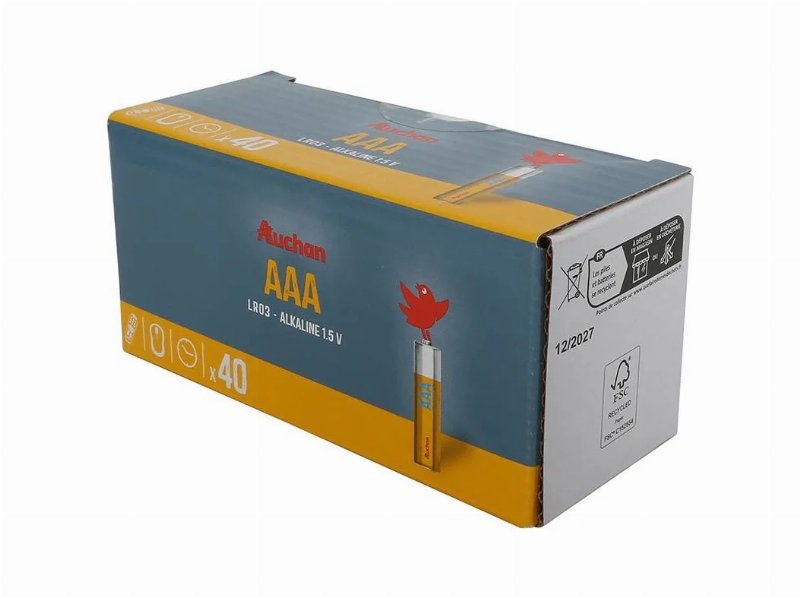Caixa 40 Pilhas Alcalina Auchan Standard Aaa Lr03