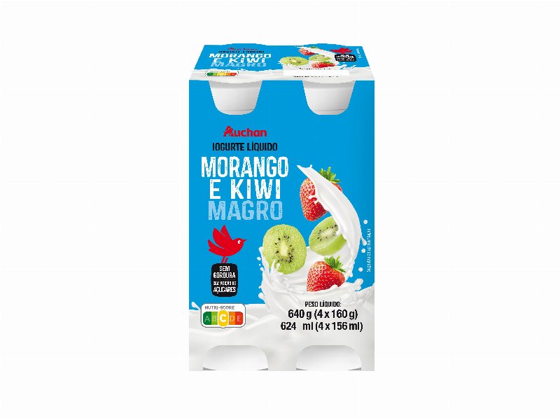 Iogurte Líquido Magro Auchan Morango E Kiwi 4X160 g