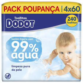 Toalhitas Bebé 99% Aqua Dodot 240 Un (4 X 60 Un)