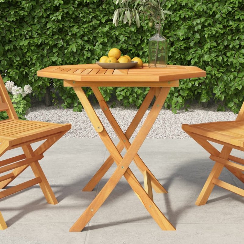 Hkh Mesa De Jardim Dobrável 85X85X76 Cm Madeira Teca Maciça - Marrom
