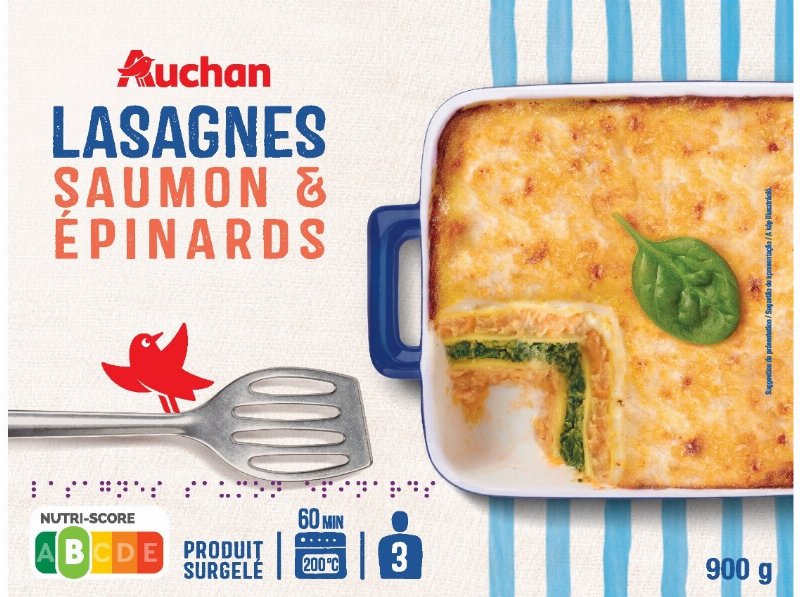 Lasanha Auchan Salmão E Espinafres 900 g