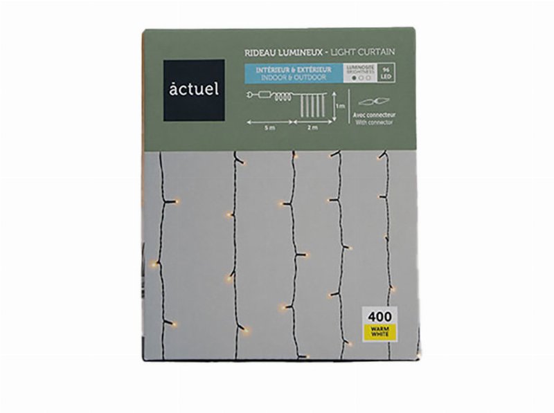 Cortina Luzes Amarelas Actuel Exterior 96 Led 8 Funções